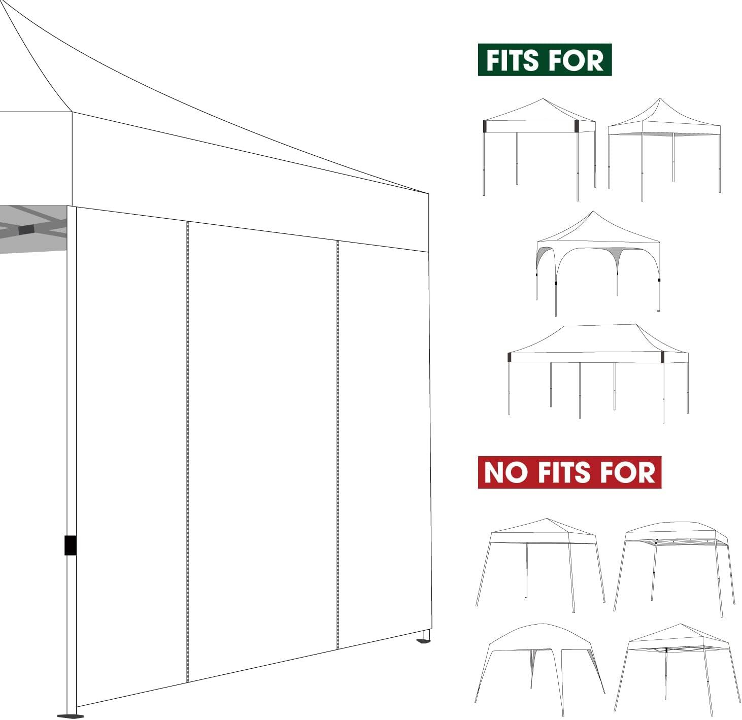 HLong Canopy Tent Sidewall for 10x10 Pop Up Canopy, 1 Piece, Black