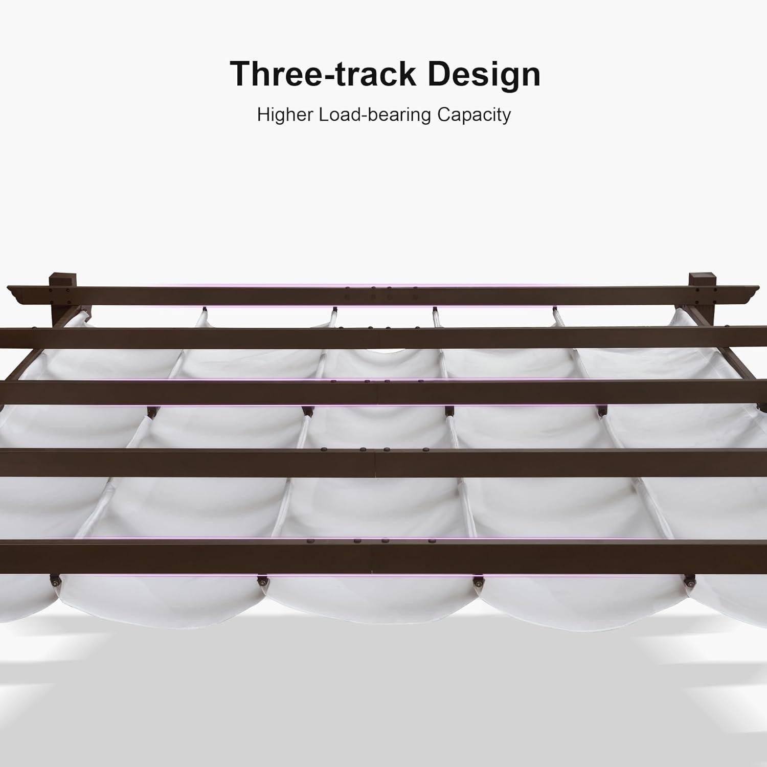 PURPLE LEAF Pergola 10' X 13' Outdoor Retractable Metal Patio Pergola with Shade Cover for Garden Yard Pavilion Grill for Beach Deck Gazebo, Terra