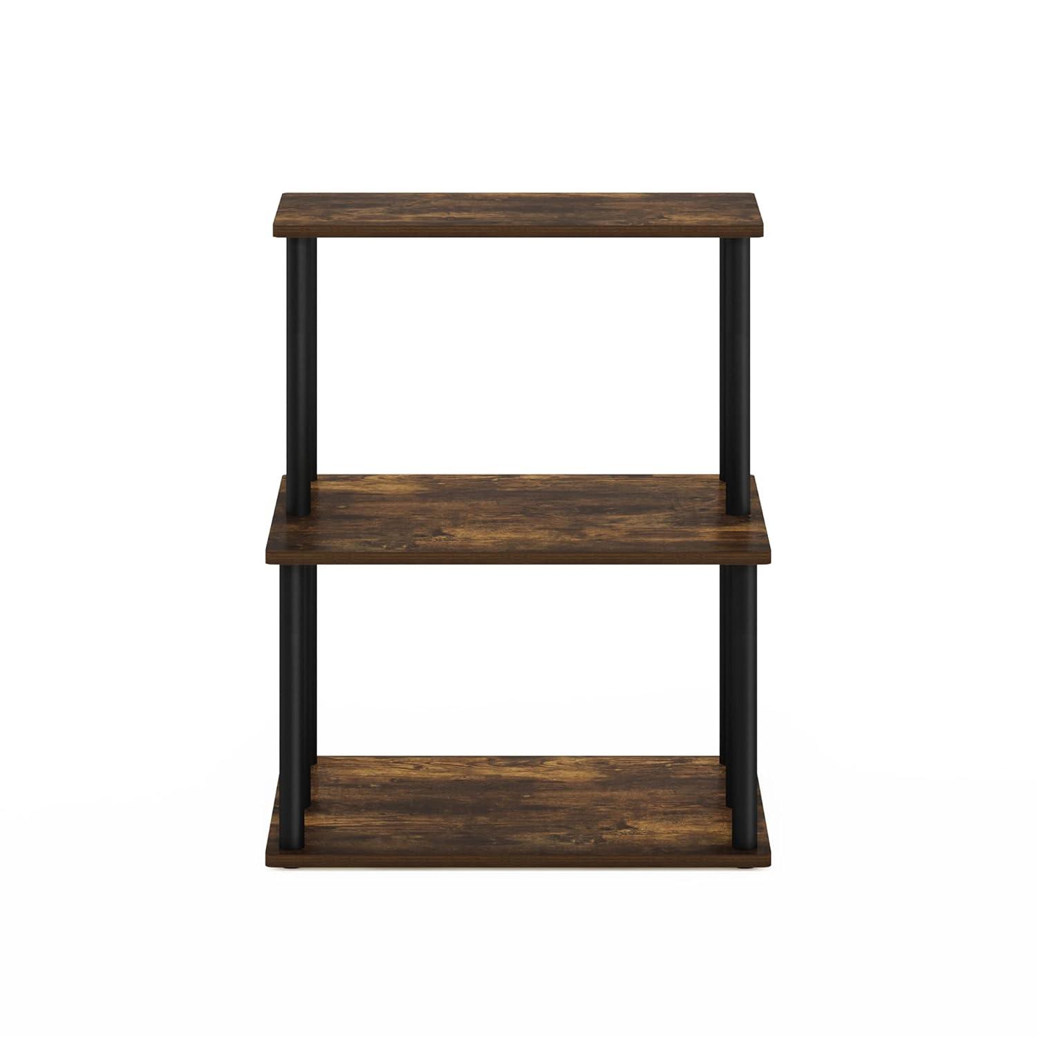 Furinno Turn-N-Tube 3-Tier Toolless Multipurpose Printer Stand Display Storage Shelf, Amber Pine/Black