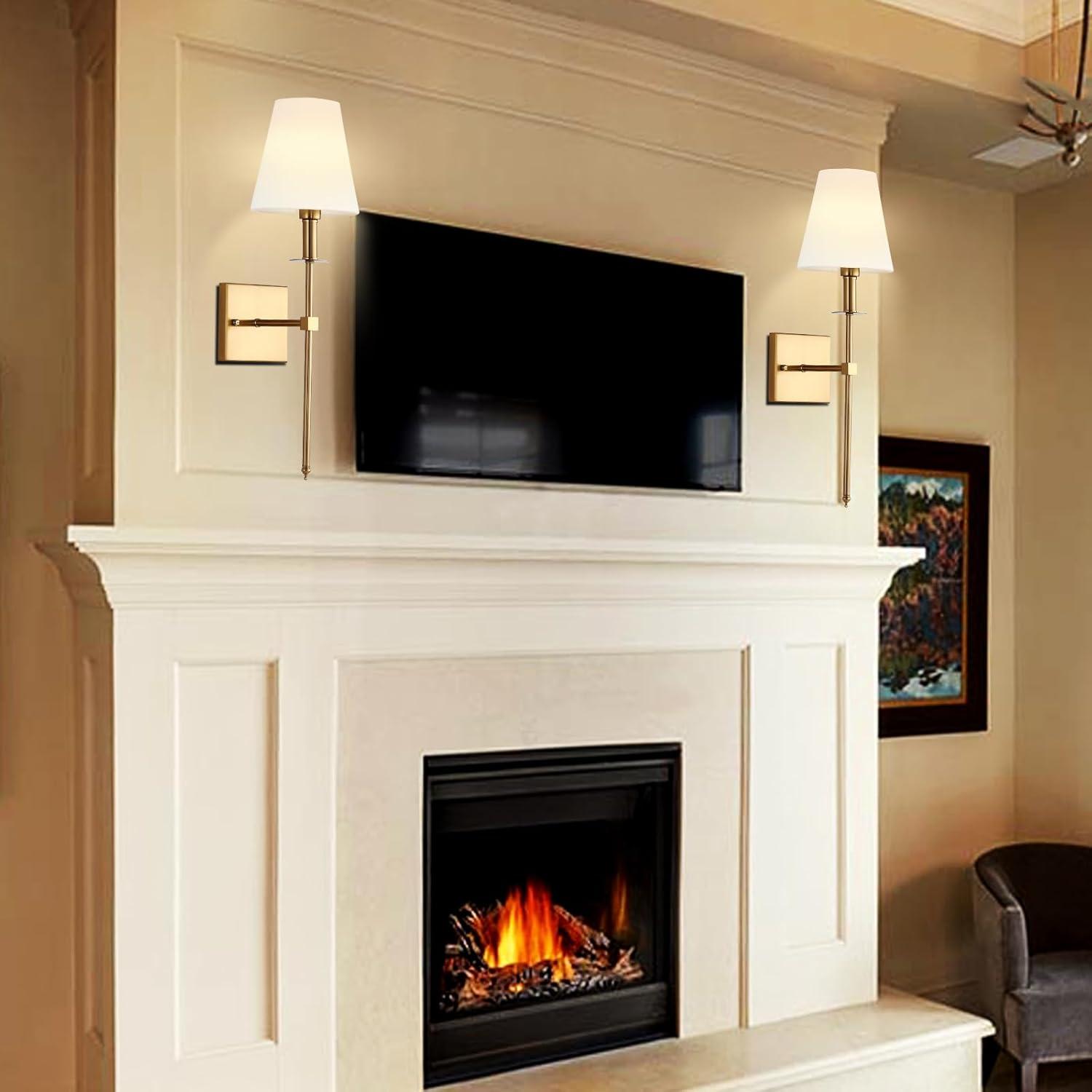 Gold Wall Sconces Set of Two, Modern Crystal Wall Light with E26 Socket Hardwired Sconces Wall Lighting Bedside Wall Lamp Crystal Decor Wall Mount Light Fixture for Living room, Bedroom, Hallway