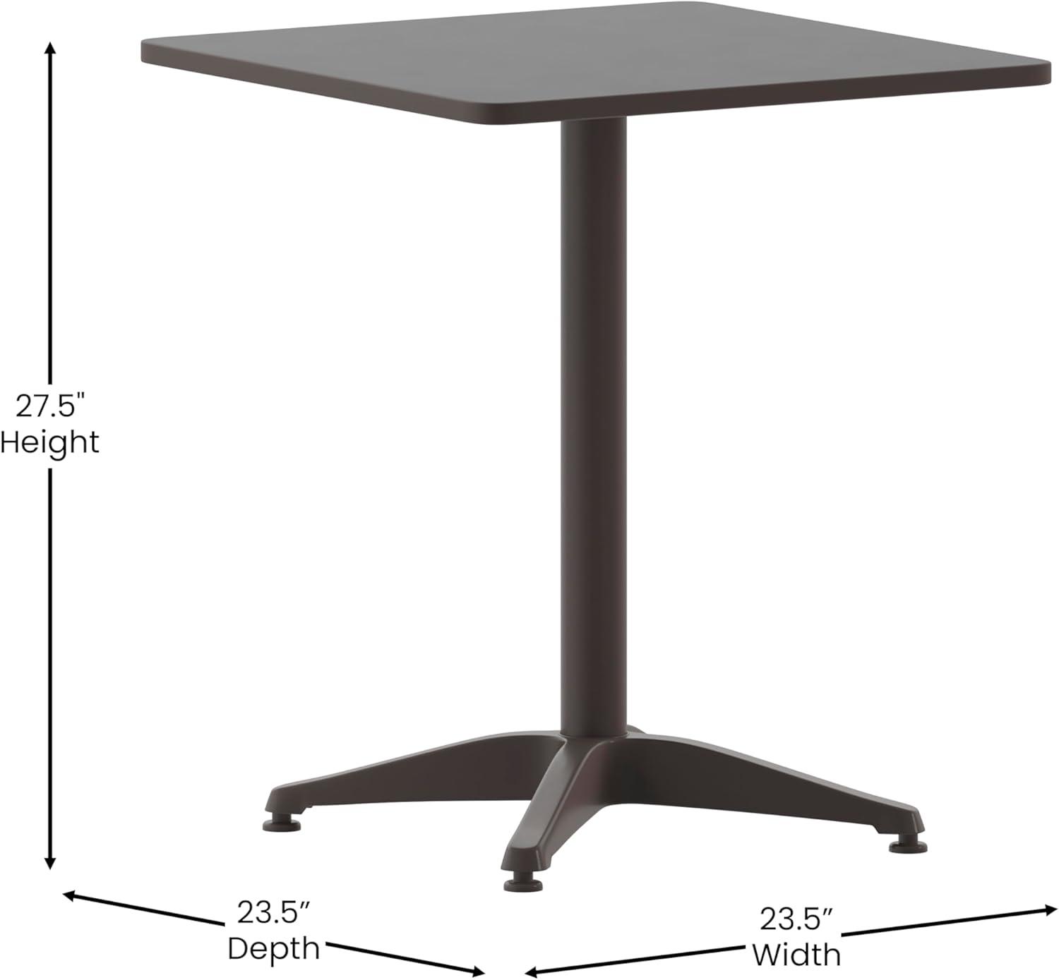 Flash Furniture Mellie 23.5'' Bronze Square Metal Indoor-Outdoor Table with Base