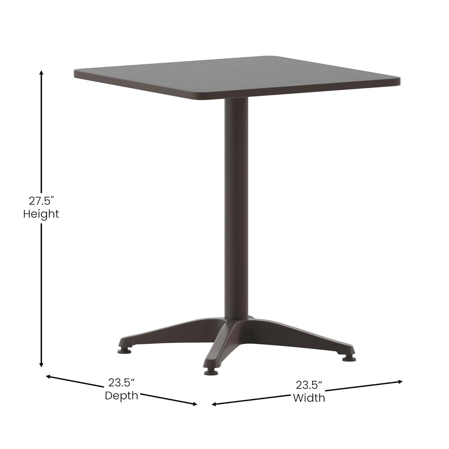 Flash Furniture Mellie 23.5'' Bronze Square Metal Indoor-Outdoor Table with Base