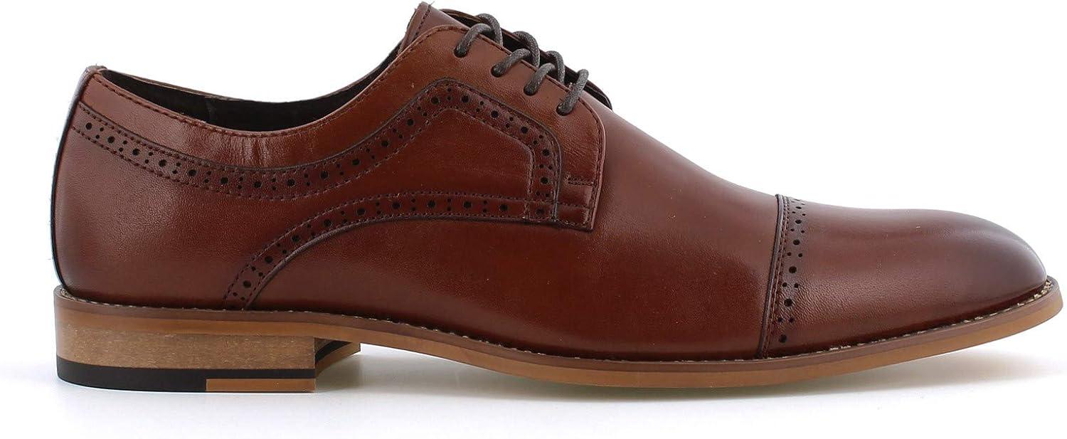 Cognac Genuine Leather Cap Toe Oxford with Memory Foam Insole