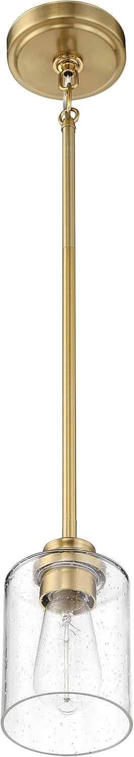 Elegant Mini Pendant Light in Satin Brass with Glass Shade
