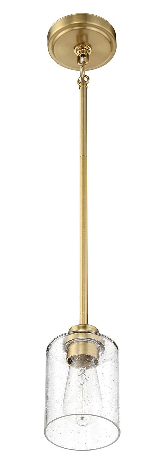 Elegant Mini Pendant Light in Satin Brass with Glass Shade