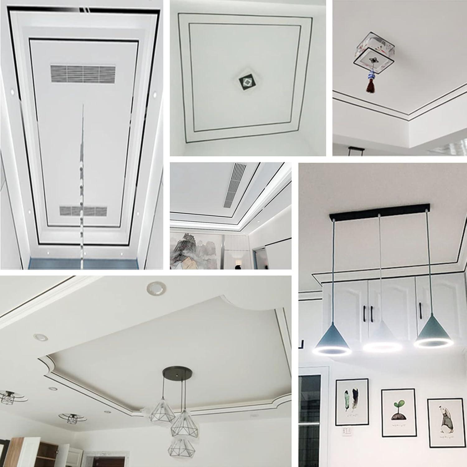 Stainless Steel Wall Molding Trim Peel and Stick, Flexible Self-Adhesive Metal Trim for Ceiling, Mirror Frame and More, Mirror-Like Finish Metallized Silver