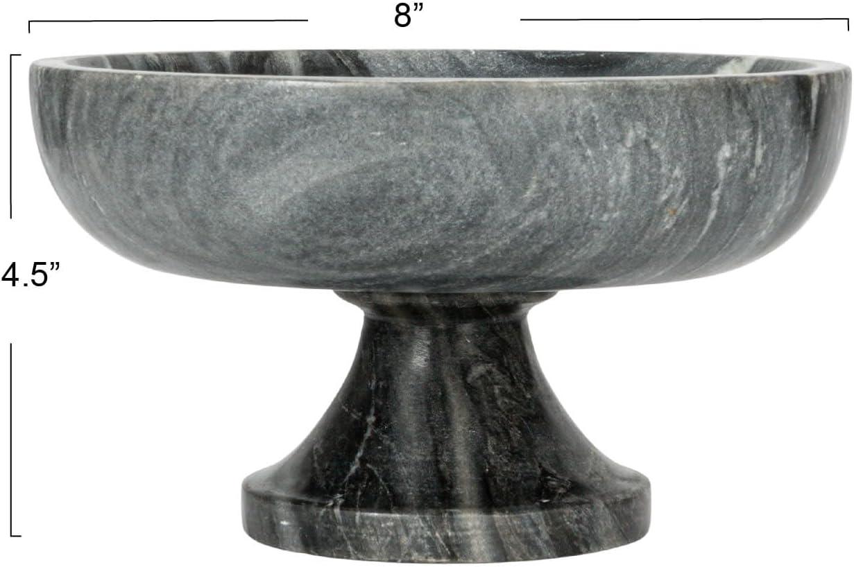 Storied Home Marble Footed Pedestal Bowl, Gray