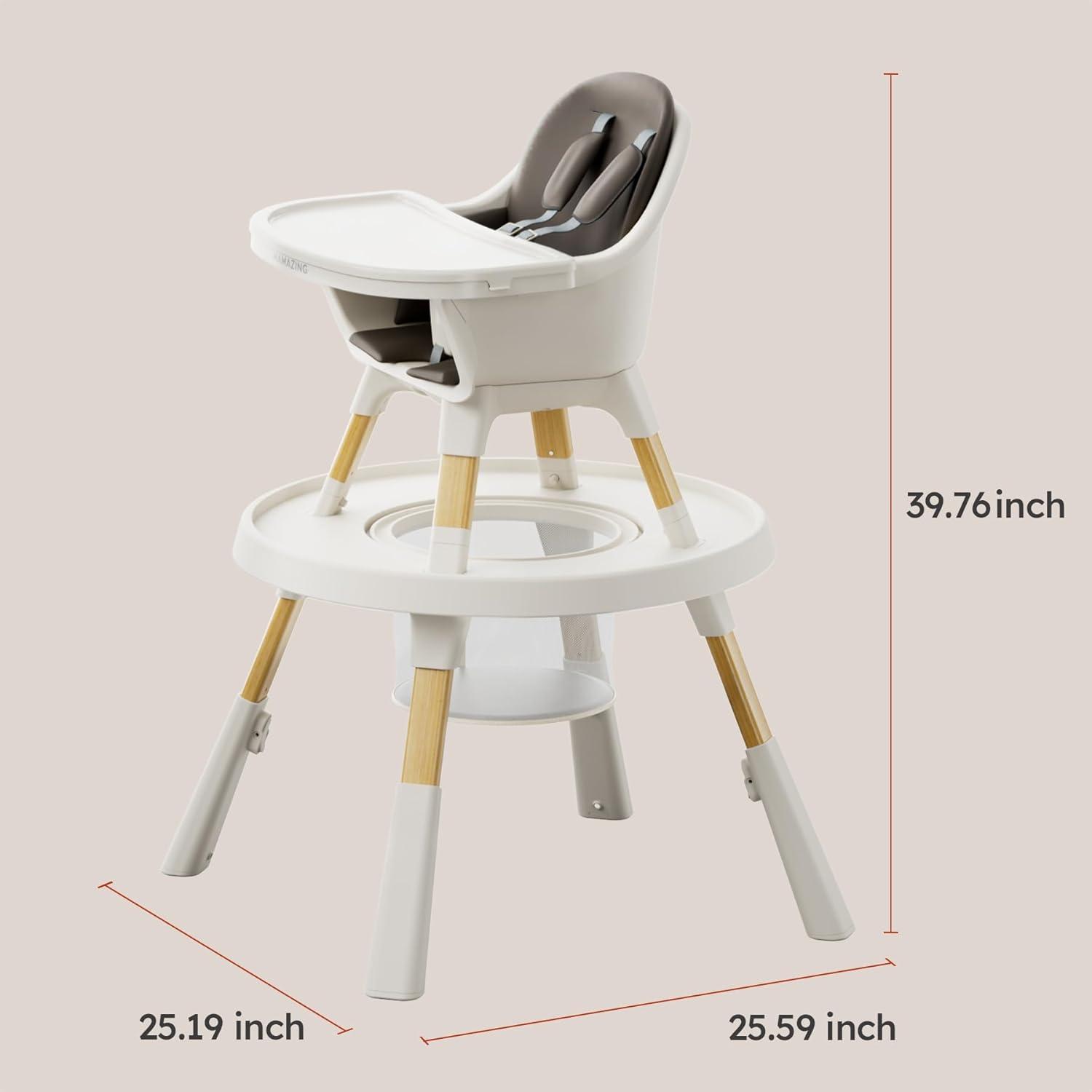8-in-1 Convertible Baby Feeding Dining Chair with Removable Tray and Activity Center