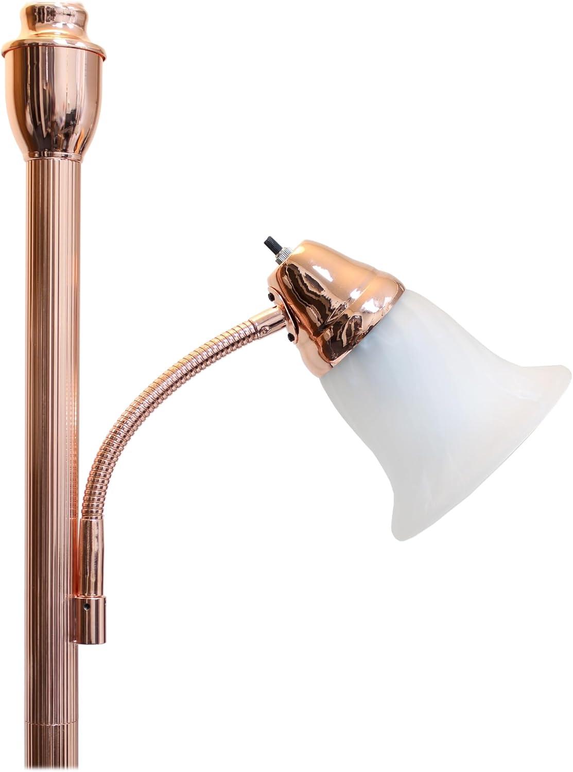 Rose Gold 71.75" Floor Lamp with White Marble Glass Shades