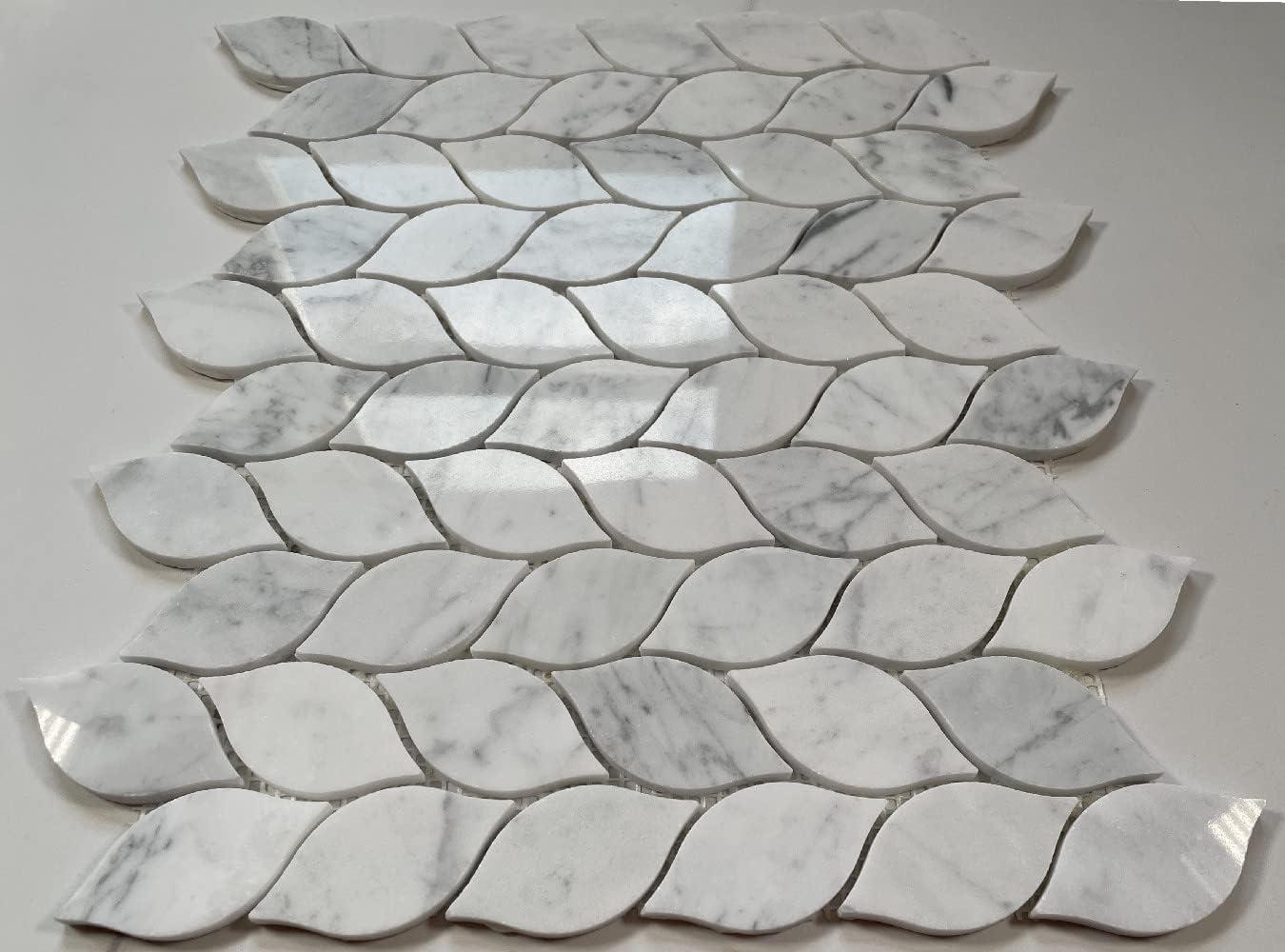 Modern Polished Carrara White Marble Mosaic Tile for Bathroom and Kitchen