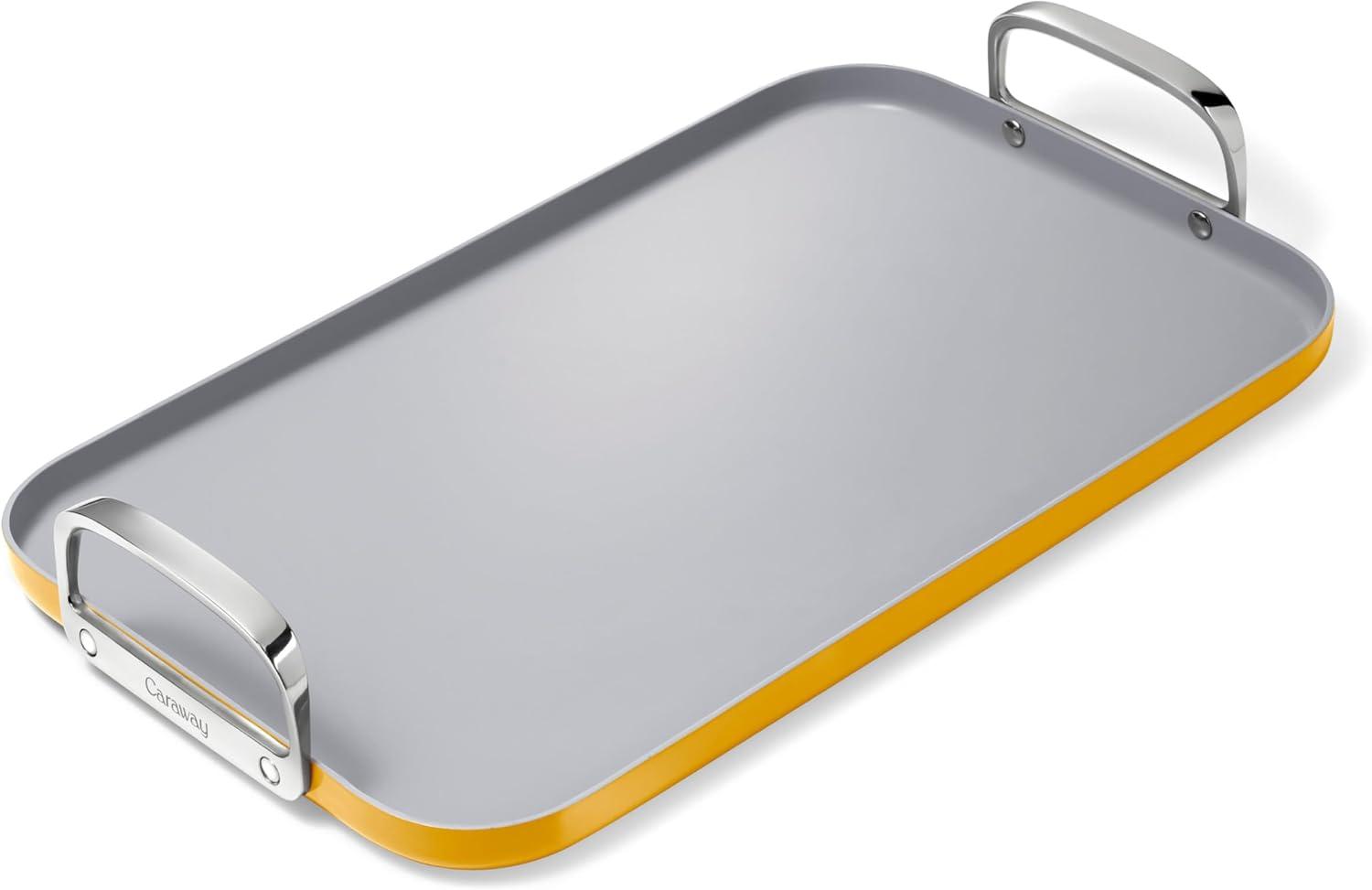 Caraway Home 11.73" Nonstick Square Double Burner Crepe Pan Marigold: Caraway Cookware, Griddle, Hand Wash, 1 Year Warranty