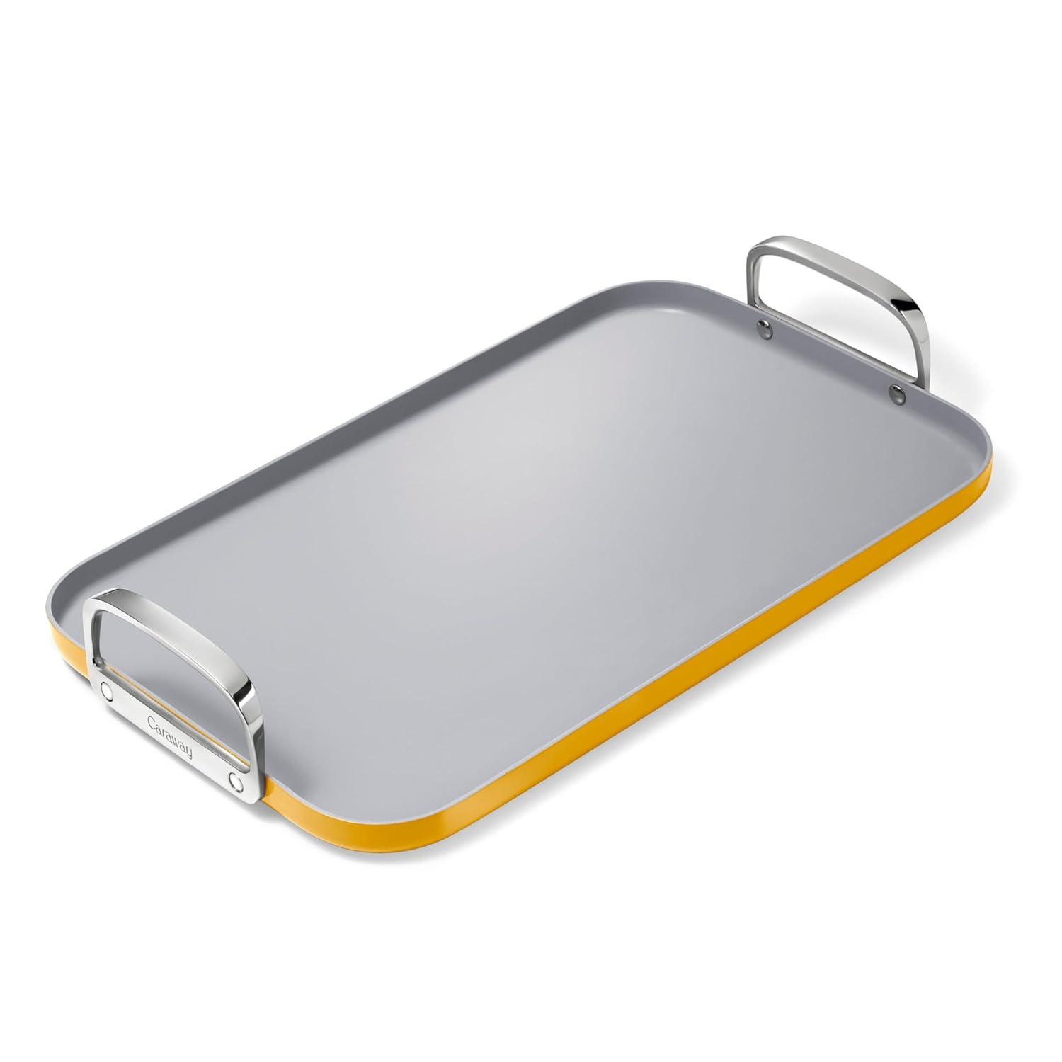 Caraway Home 11.73" Nonstick Square Double Burner Crepe Pan Marigold: Caraway Cookware, Griddle, Hand Wash, 1 Year Warranty