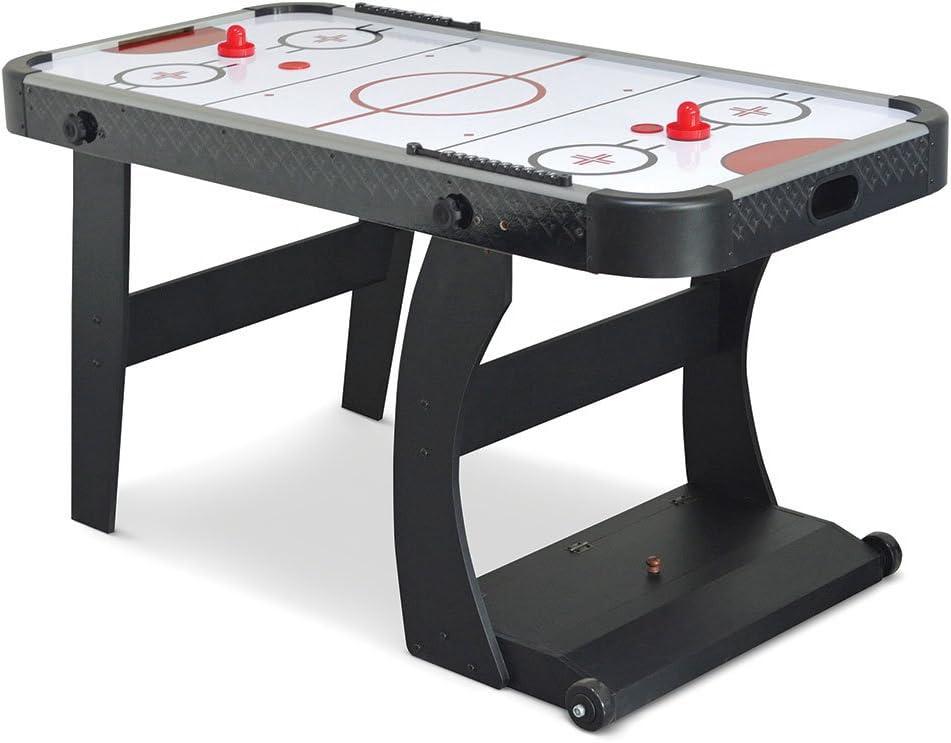Black Foldable Air Hockey Table with PVC Rails