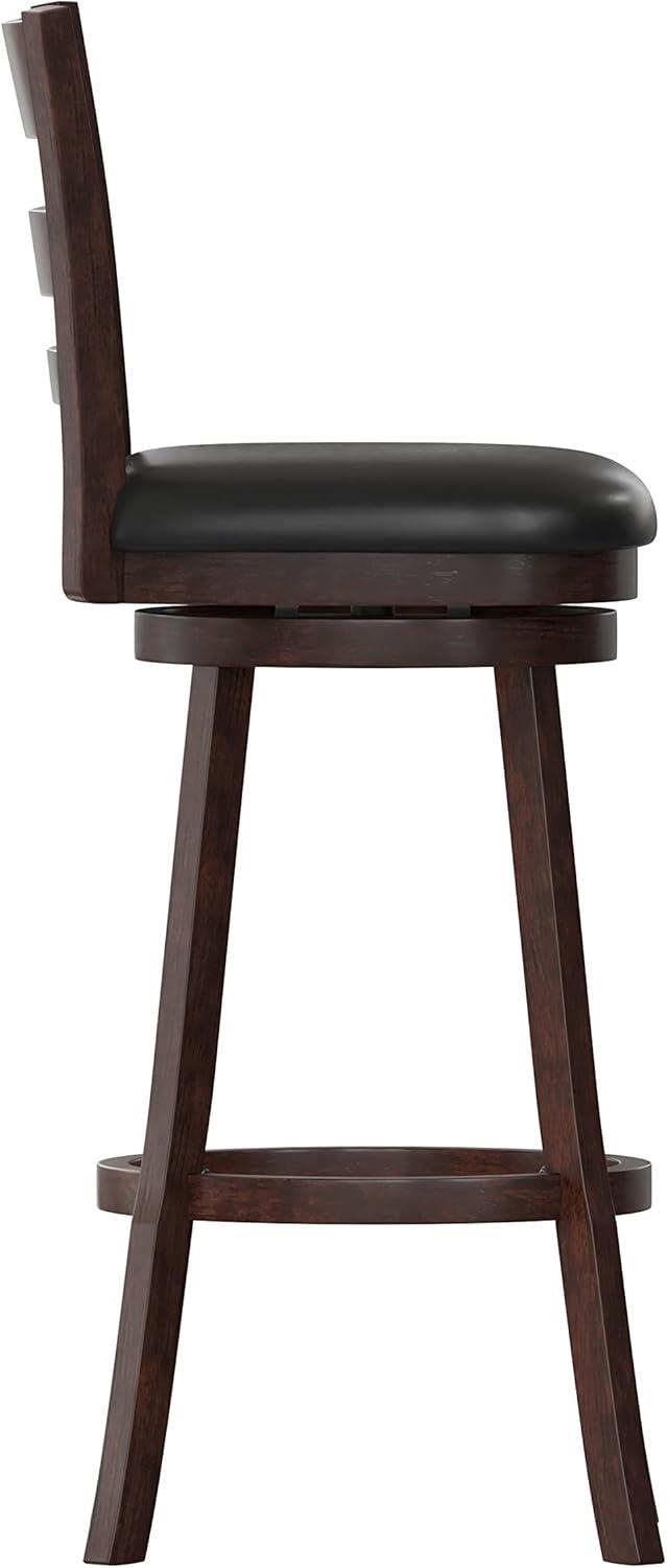 Taylor & Logan Zayne Barstool Espresso: Round Faux Leather, Wood Frame, 300 lbs Capacity