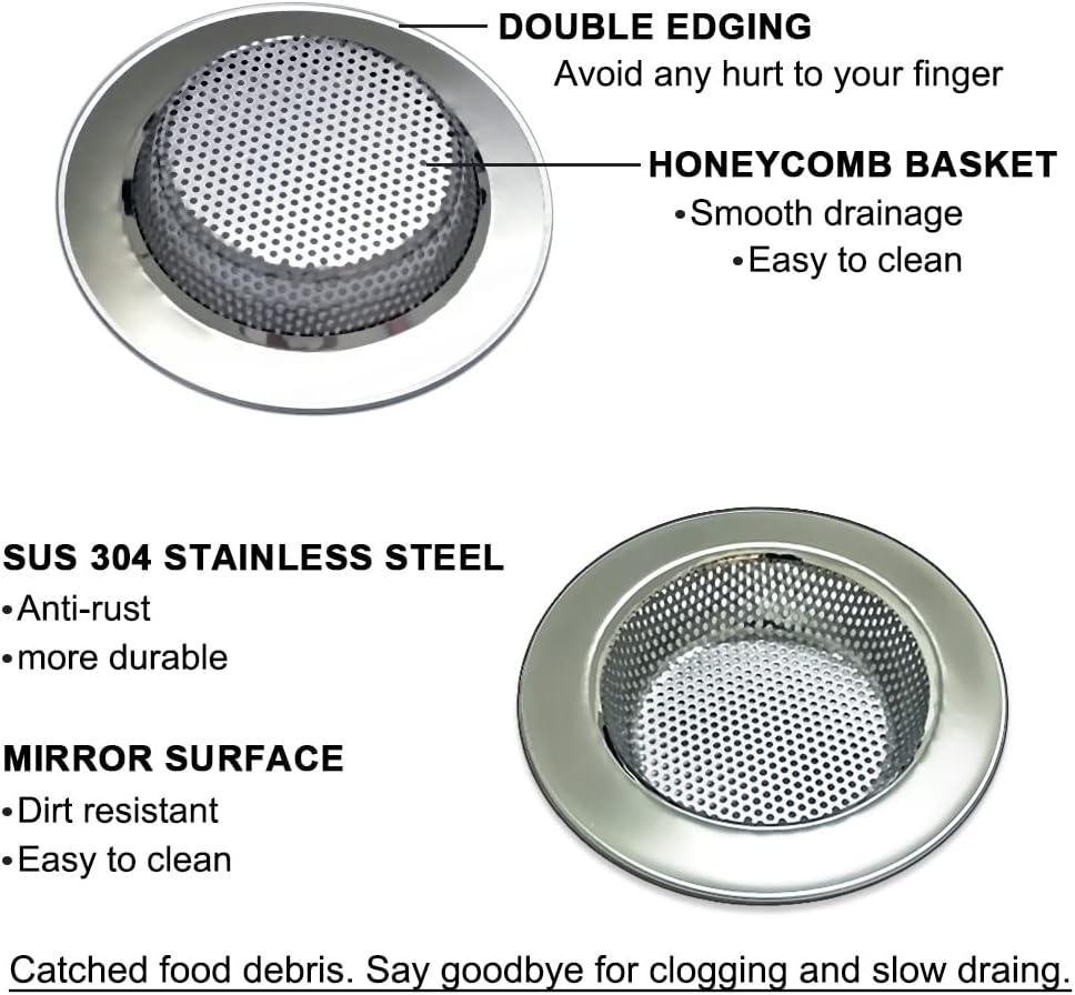 4.5 Inch Stainless Steel Kitchen Sink Strainer Basket Set