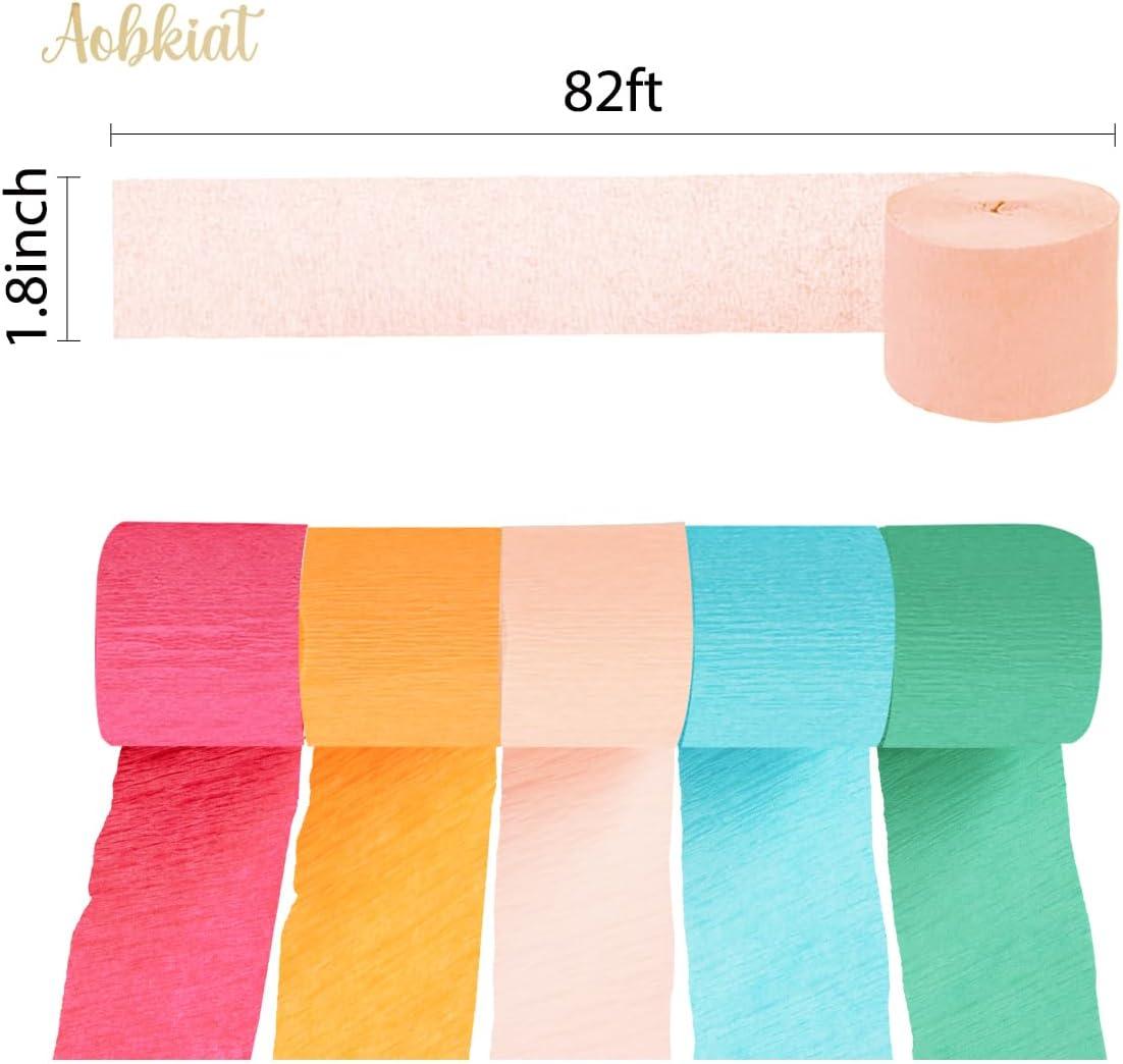 AOBKIAT 5 Rolls Rainbow Party Streamers Crepe Paper,Candyland Party Decorations for Christmas,Birthday,Wedding,Bachelorette,Bridal/Baby Shower,Hanging Candyland Backdrop Decoration