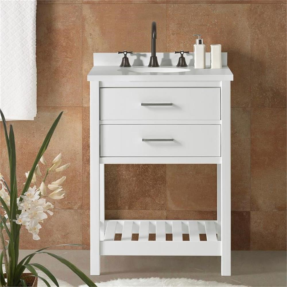 Harrison 24"W Modern Shaker Soft Close Doors Vanity Cabinet With Drawers And Open Storage Shelf