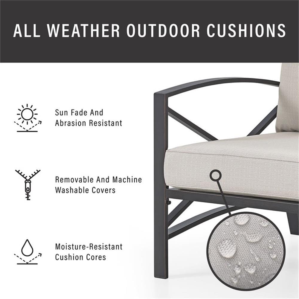 2pc Kaplan Outdoor Chair Set Oatmeal - Crosley: Steel Frame, UV-Resistant Cushions, Patio Seating