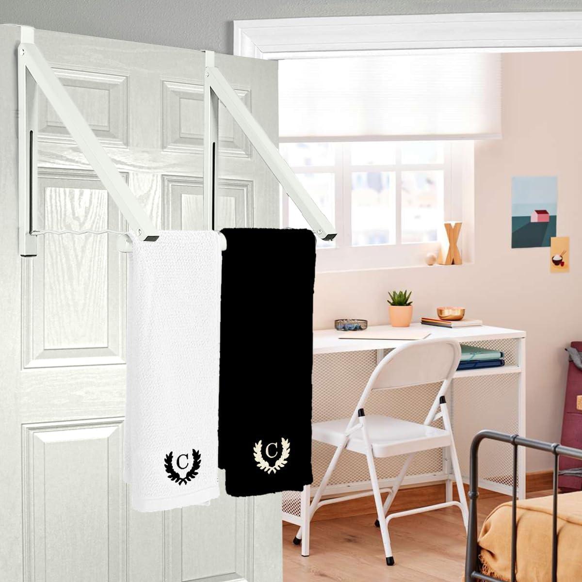 White Foldable Over-the-Door Hanging Rack with Hooks