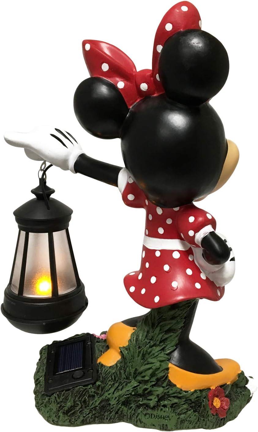 Back Yard Glory BACKYARD GLORY Disney Minnie Mouse Solar LED Lighted Lantern Everyday Outdoor Garden Statue, 12 inches Tall, Officially Licensed Disney Product