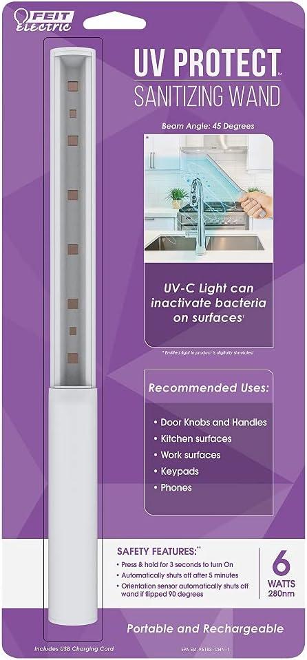Feit Electric UVC/WAND/6W/LED 6-Watt Portable UV Disinfecting Sanitizing Wand UVC 270-280 nm Sterilizing Light
