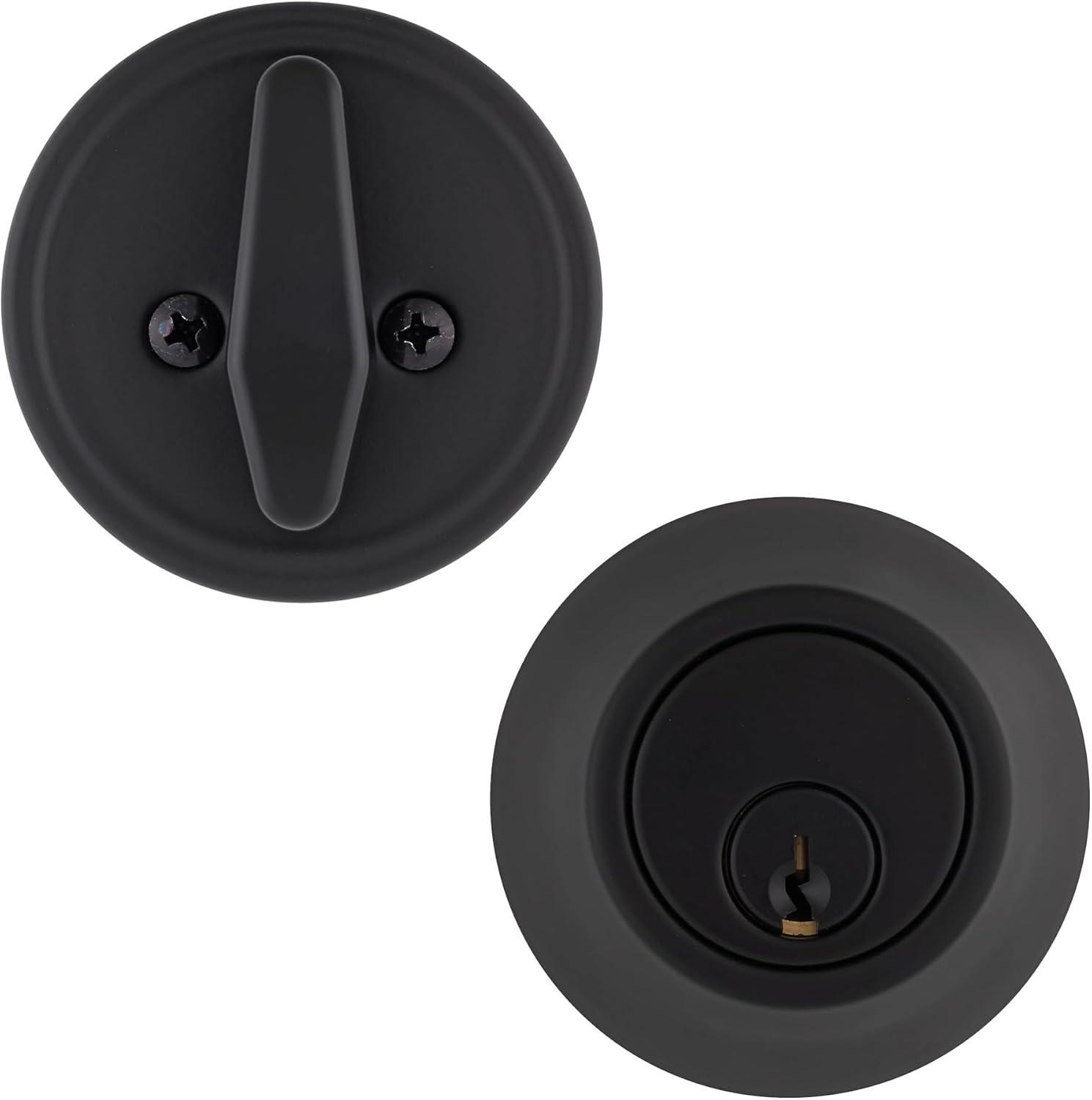 Matte Black Single Cylinder Deadbolt Lock for Indoor and Outdoor Use