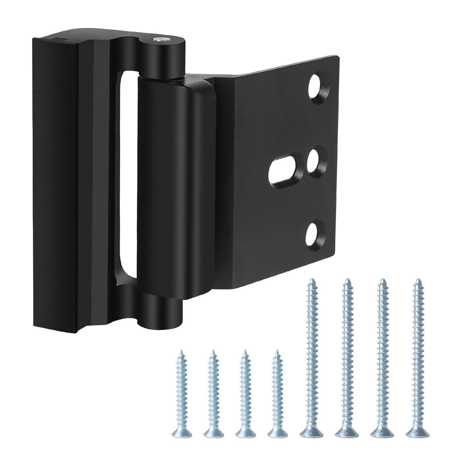 childproof Lock, Includes 8 Screws for Installing a 3” Steel Stop Rated to Withstand 800lbs on Inward Opening entrances, Reinforce Door Security, Black