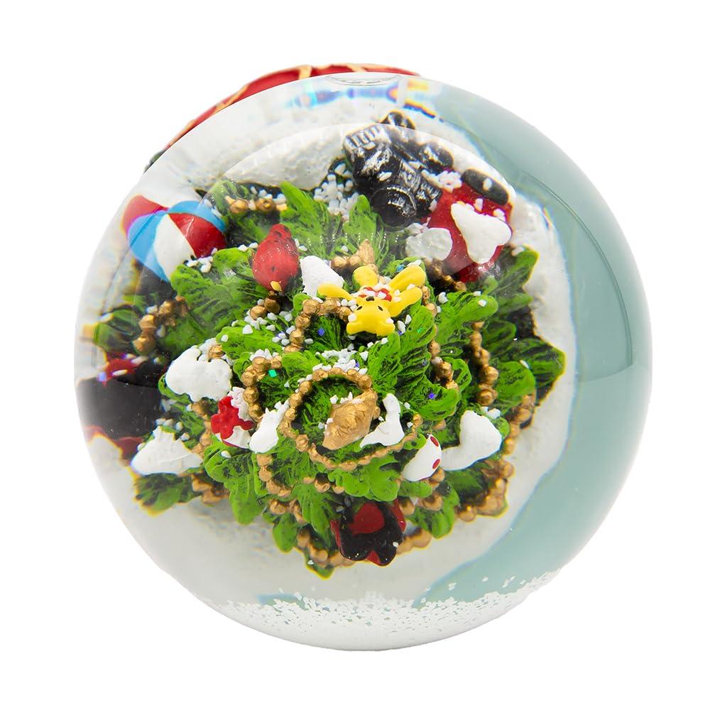 Festive Red and Green Musical Christmas Tree Water Globe