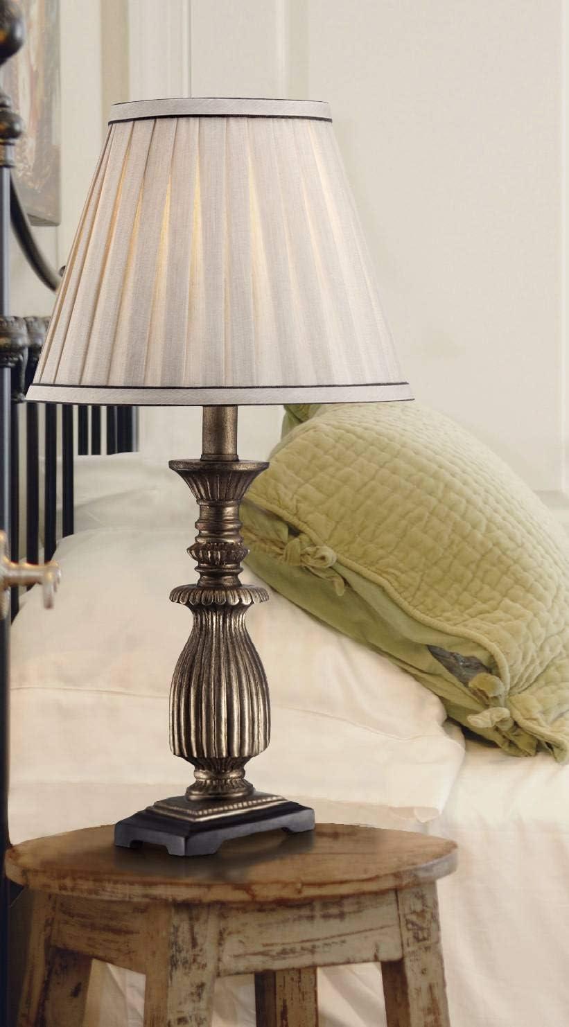 Regency Hill Ribbed Traditional Rustic Accent Table Lamp 18" High Antique Gold Beige Fabric Pleated Empire Shade for Bedroom Living Room Bedside Kids