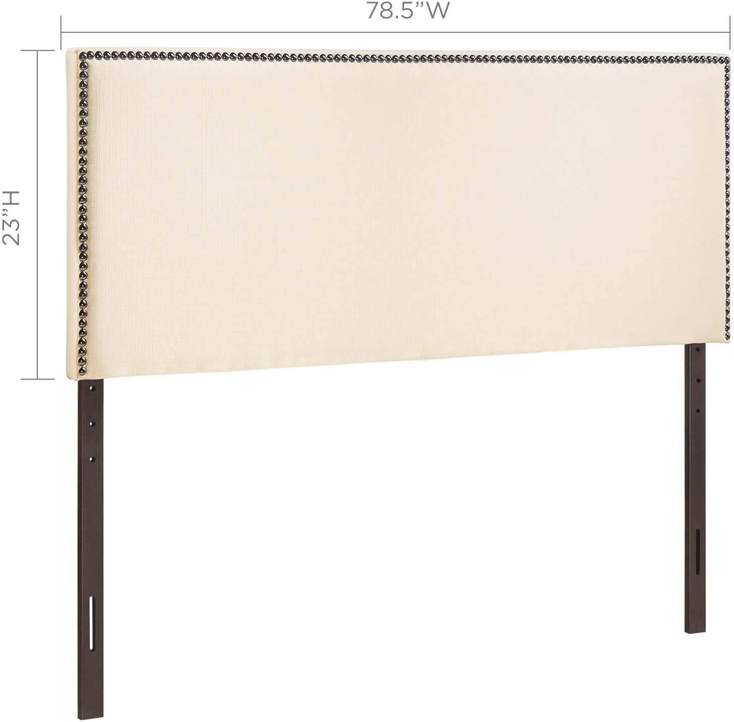 Modway Region Nailhead Queen Upholstered Headboard in Ivory