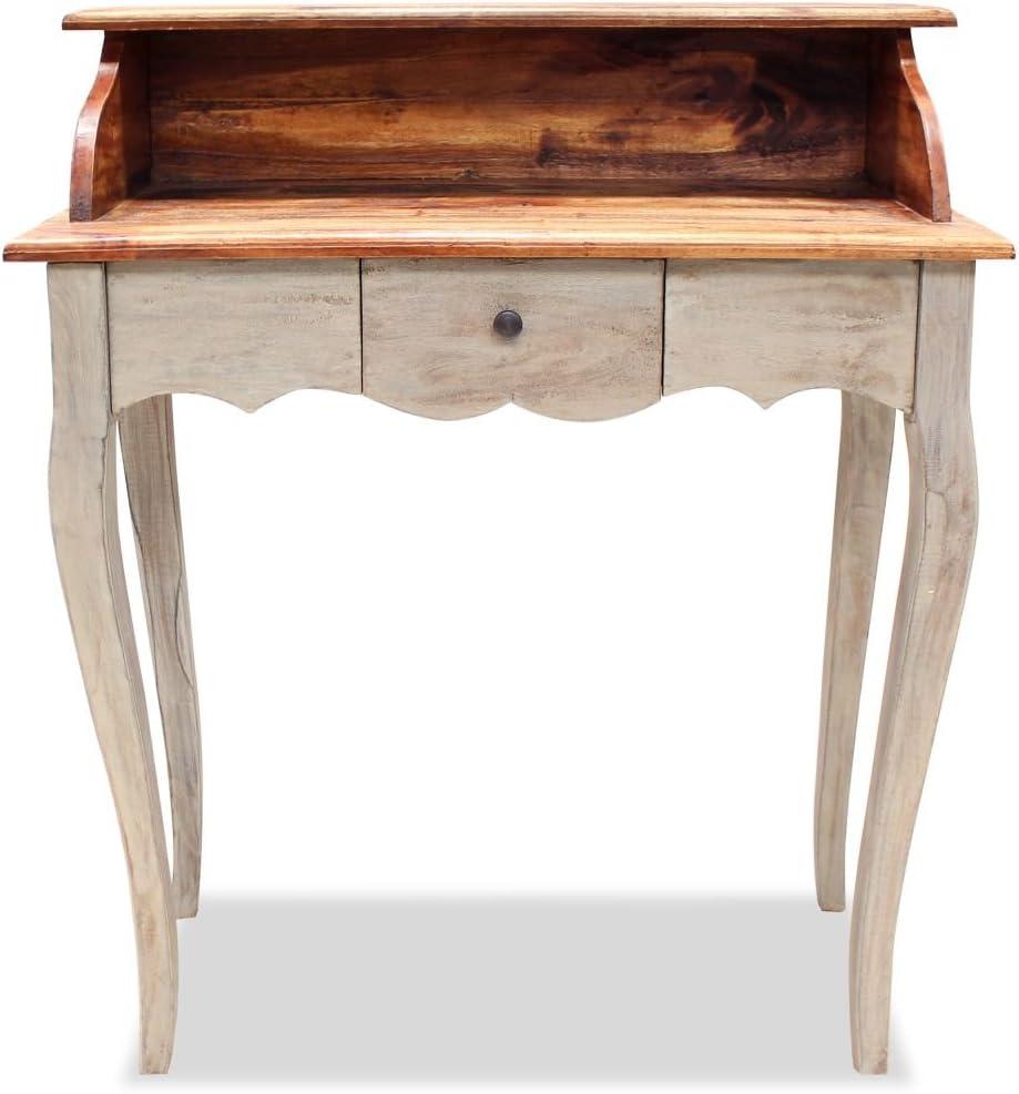 Elegant Vintage Solid Reclaimed Wood Writing Desk with Drawer