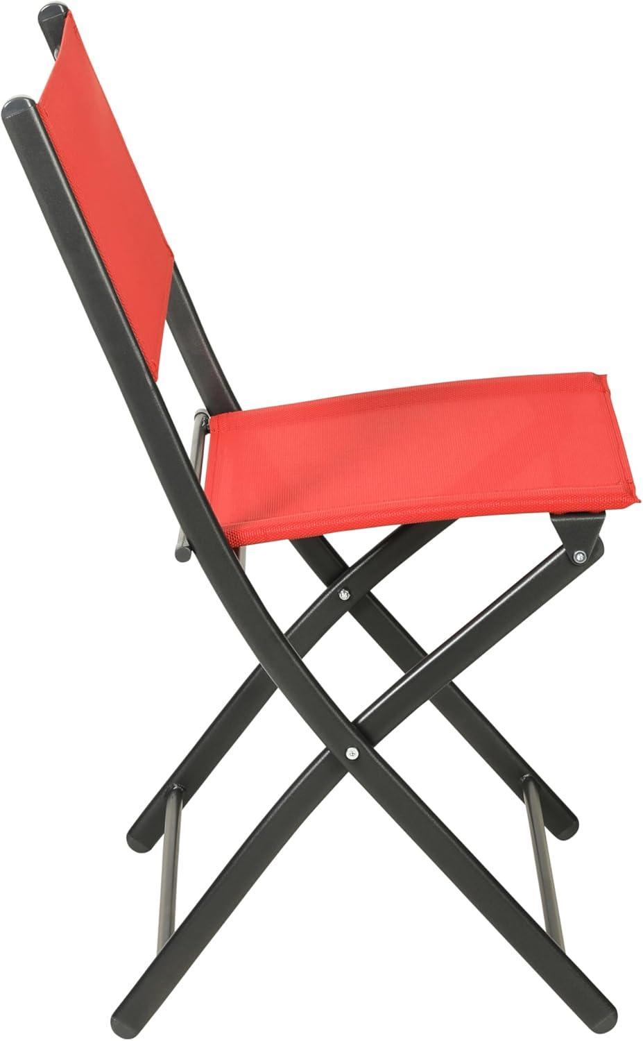 Flash Furniture Brazos Set of 2 Commercial Grade Indoor/Outdoor Folding Chairs with Red Flex Comfort Material Backs and Seats and Black Metal Frames