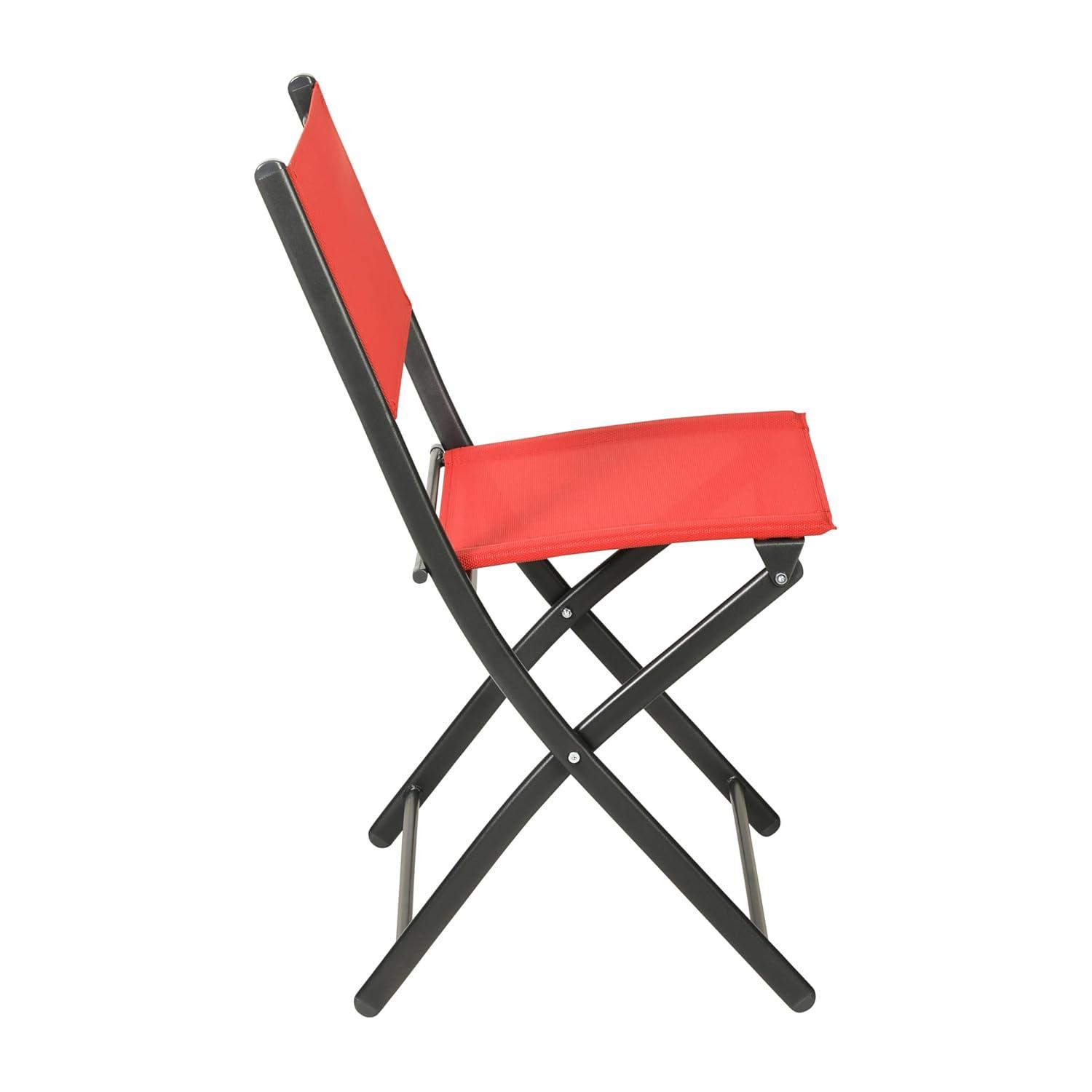 Flash Furniture Brazos Set of 2 Commercial Grade Indoor/Outdoor Folding Chairs with Red Flex Comfort Material Backs and Seats and Black Metal Frames