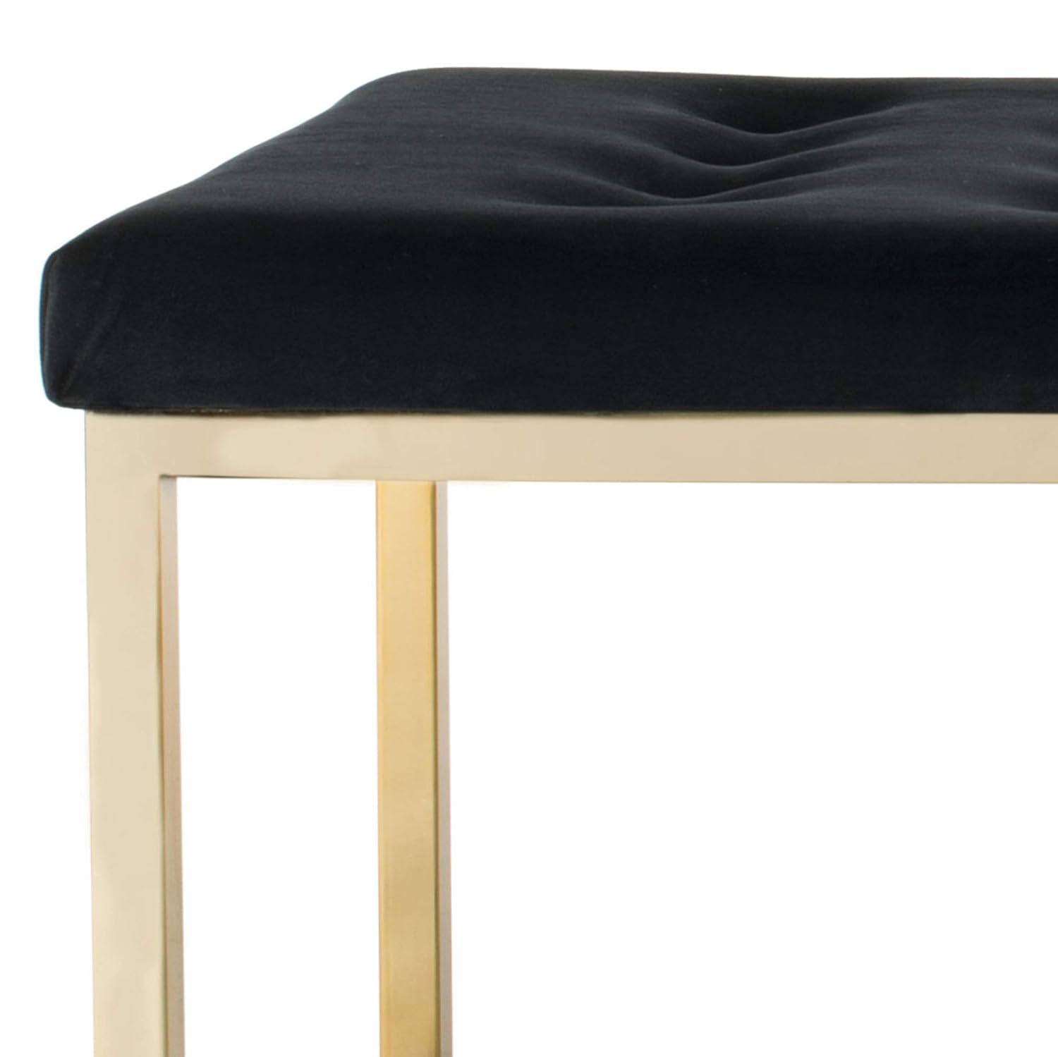 Reynolds Velvet Bench - Black Velvet/Brass - Safavieh