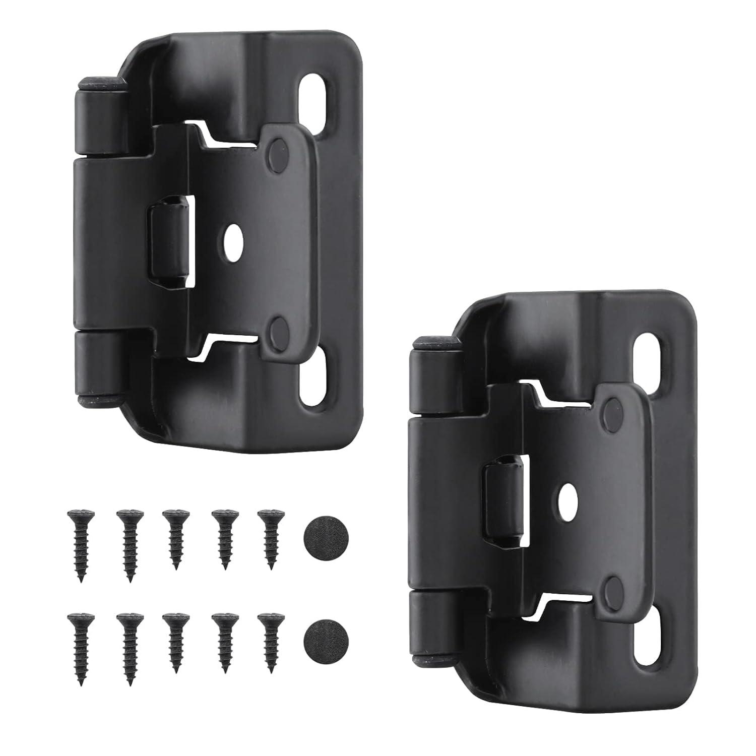 50 Pack 25 Pairs Semi-Overlay 1/2 inch Self-Closing Face Frame Cabinet Hinges Matte Black Half Wrap-Around Kitchen Cabinet Door Hinges Face Mount Cabinet Hardware Matte Black Matte Black