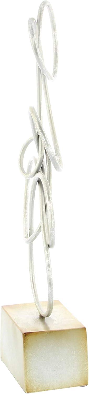 10" x 22" Silver Metal Swirl Abstract Sculpture, by DecMode
