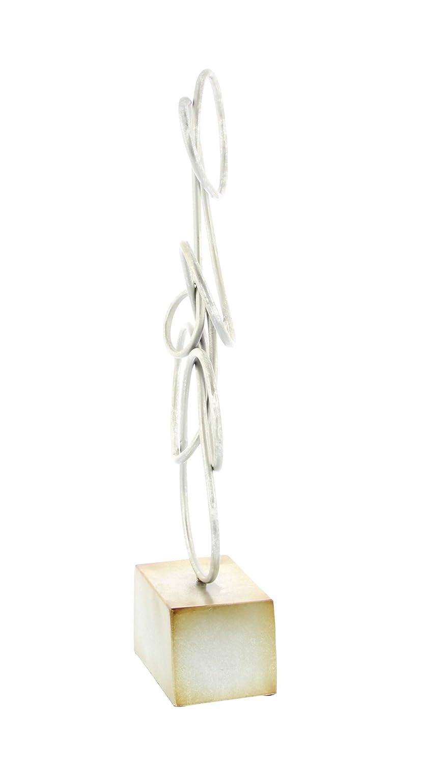 10" x 22" Silver Metal Swirl Abstract Sculpture, by DecMode