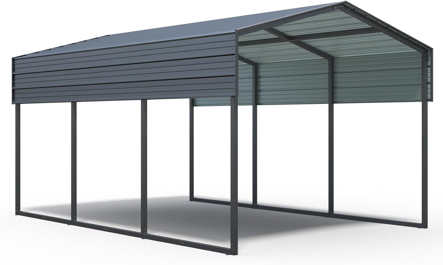 BVNECXP 10X15 Metal Carport Carports With Enhanced Base Heavy Duty Garage Outdoor Galvanized Car Shelter For Car, Boats And Truck