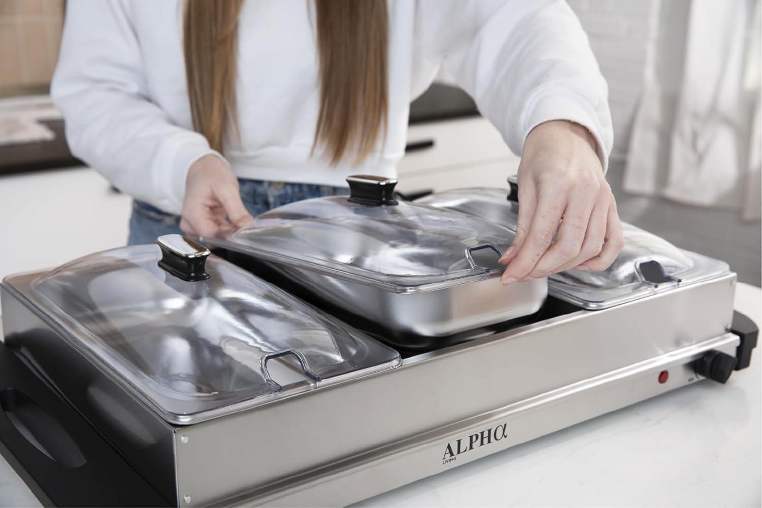 3x2.5 QT Food Warmers for Parties Buffet Servers and Warmers – Premium Catering Supplies Buffet Display – Stainless Steel Electric Food Warmers with Temperature Control