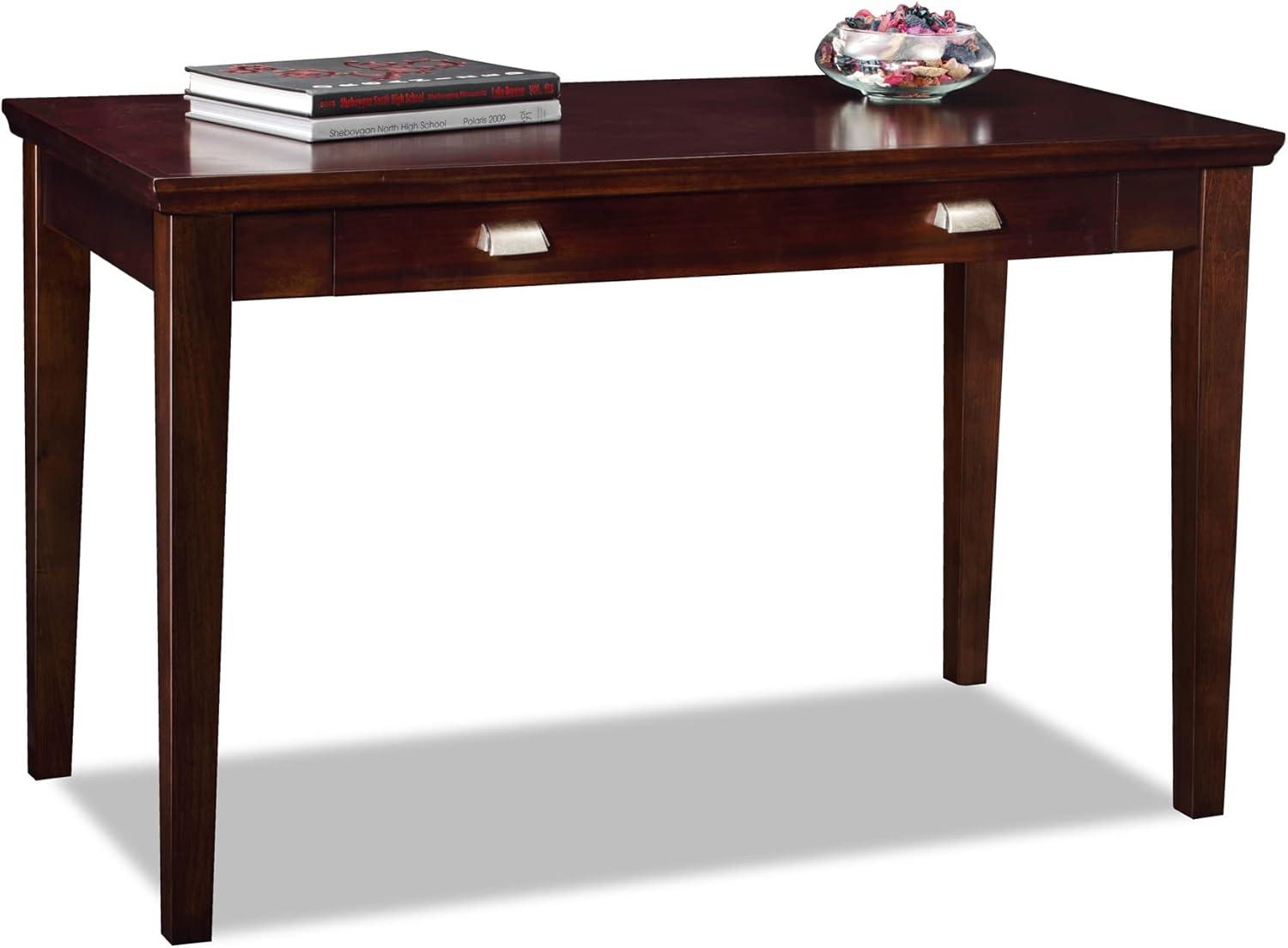 Chocolate Cherry Wood Writing Desk with Drawer and Keyboard Tray