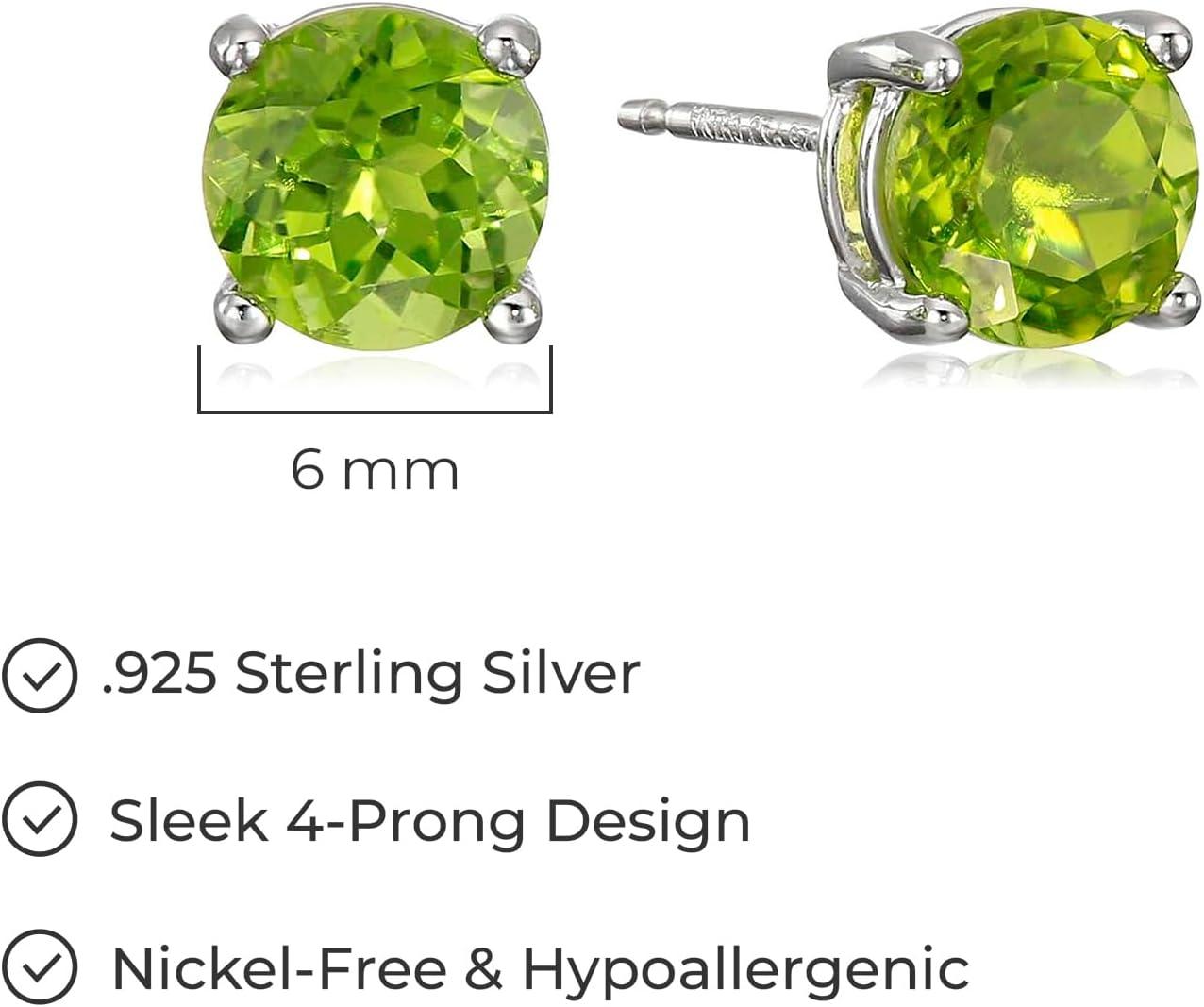 Amazon Essentials Sterling Silver Round Birthstone Stud Earrings (previously Amazon Collection)