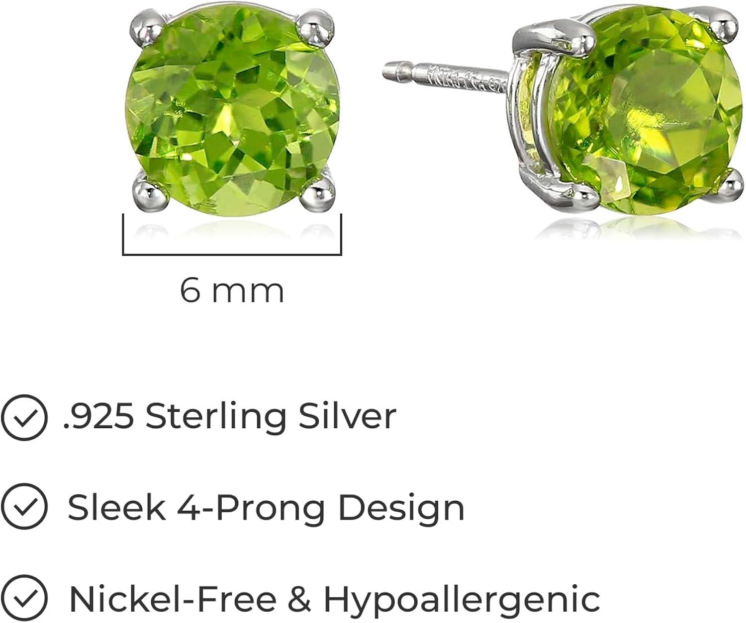 Amazon Essentials Sterling Silver Round Birthstone Stud Earrings (previously Amazon Collection)