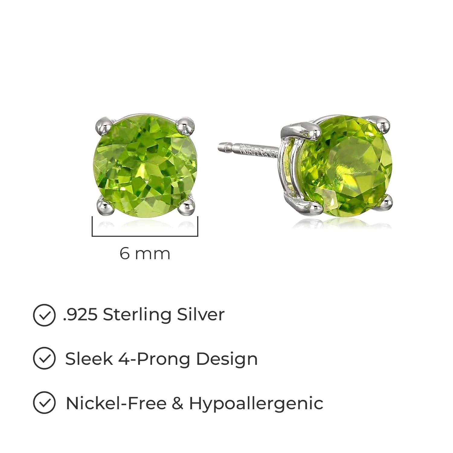 Amazon Essentials Sterling Silver Round Birthstone Stud Earrings (previously Amazon Collection)