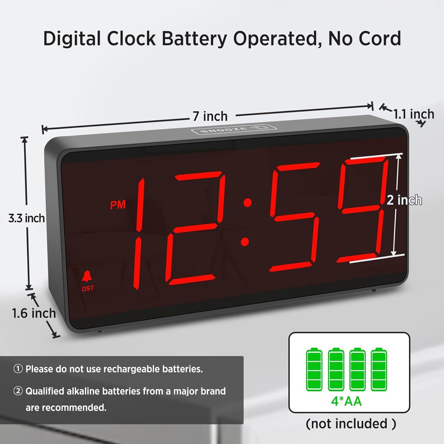 Black Rectangular Digital Alarm Clock with Red Digits