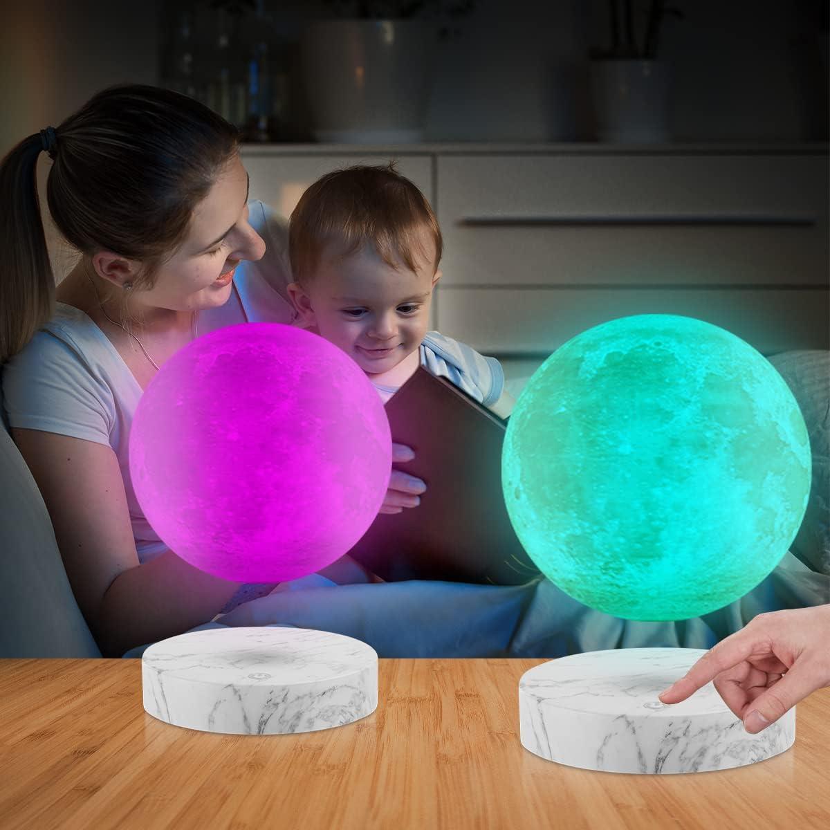 VGAzer Moon Lamp 3D Printing Magnetic Levitating Moon Light Lamps for Home、Office Decor, Creative Gift-6 Inch,Has 16 Colors 20 Modes