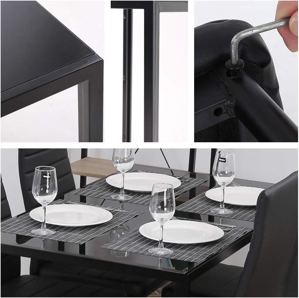 PayLessHere Dining Table Set Glass for Small Spaces Kitchen Table and Chairs for 4 Table with Chairs Home Furniture Rectangular Modern, White Glass