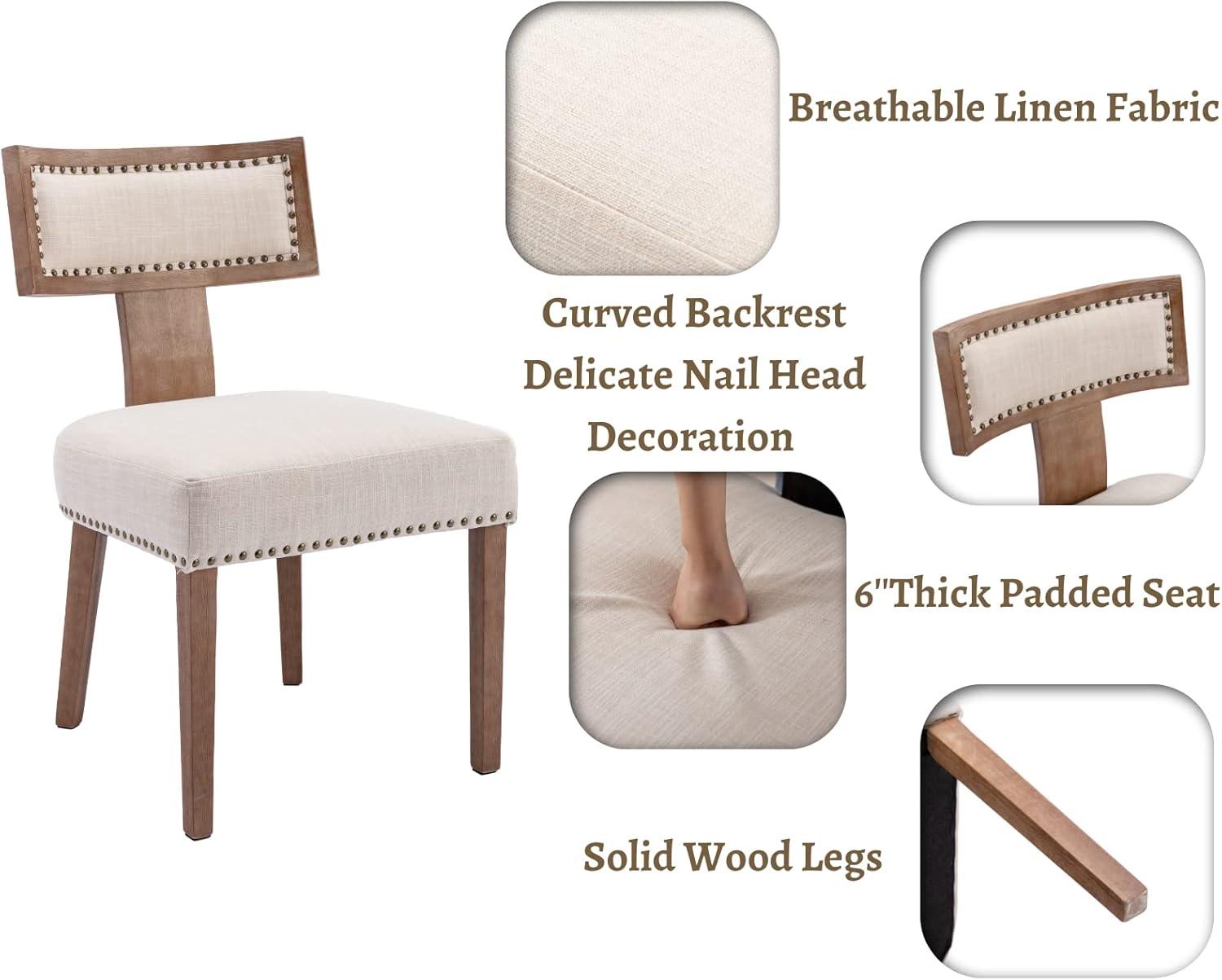 Loon Peak® Mid Century Modern Dining Chairs Set Of 2, Farmhouse PU Leather Upholstered Accent Chair Curved Backrest Kitchen Chairs With Hardwood Frame (Set of 2)