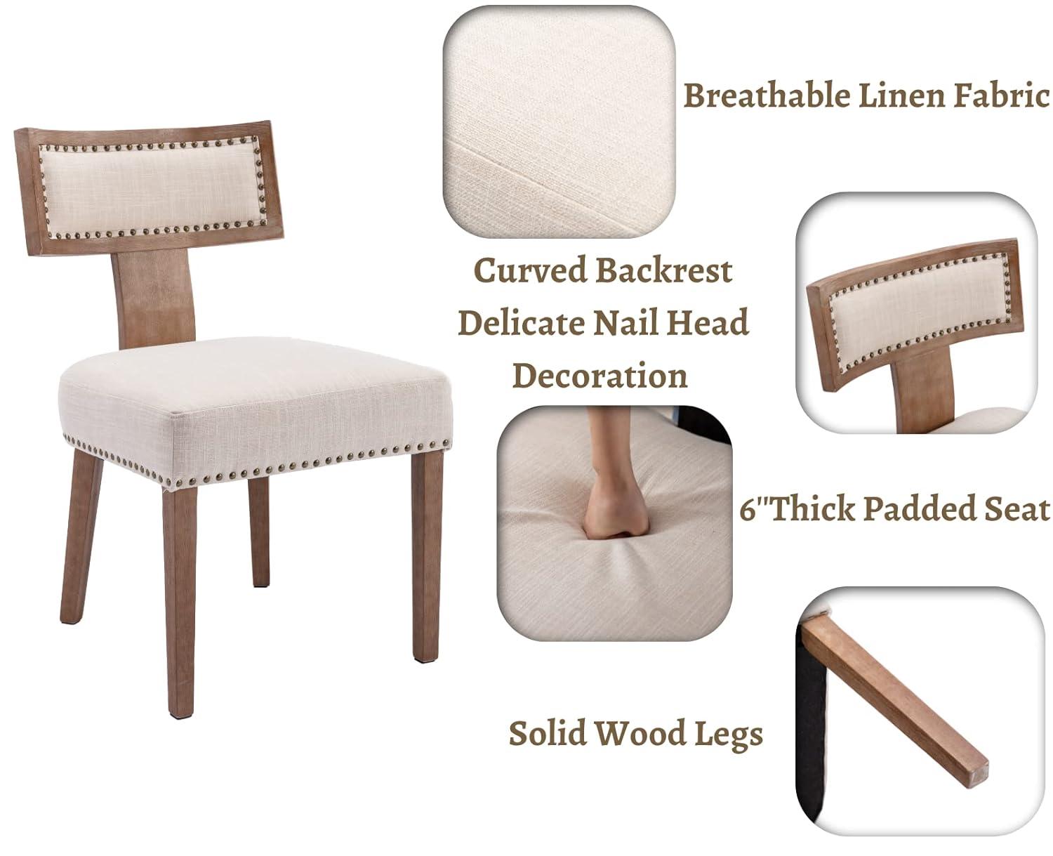 Loon Peak® Mid Century Modern Dining Chairs Set Of 2, Farmhouse PU Leather Upholstered Accent Chair Curved Backrest Kitchen Chairs With Hardwood Frame (Set of 2)