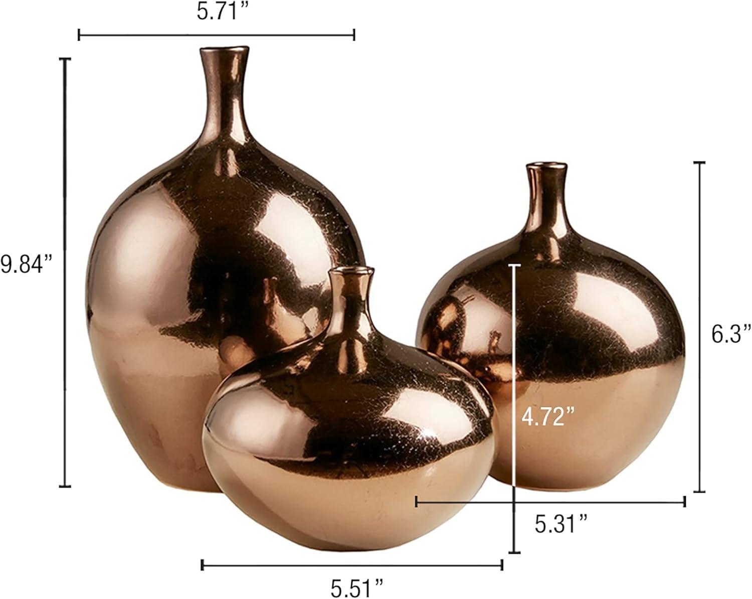 Ansen Mirrored Ceramic Decorative Vases 3-piece set