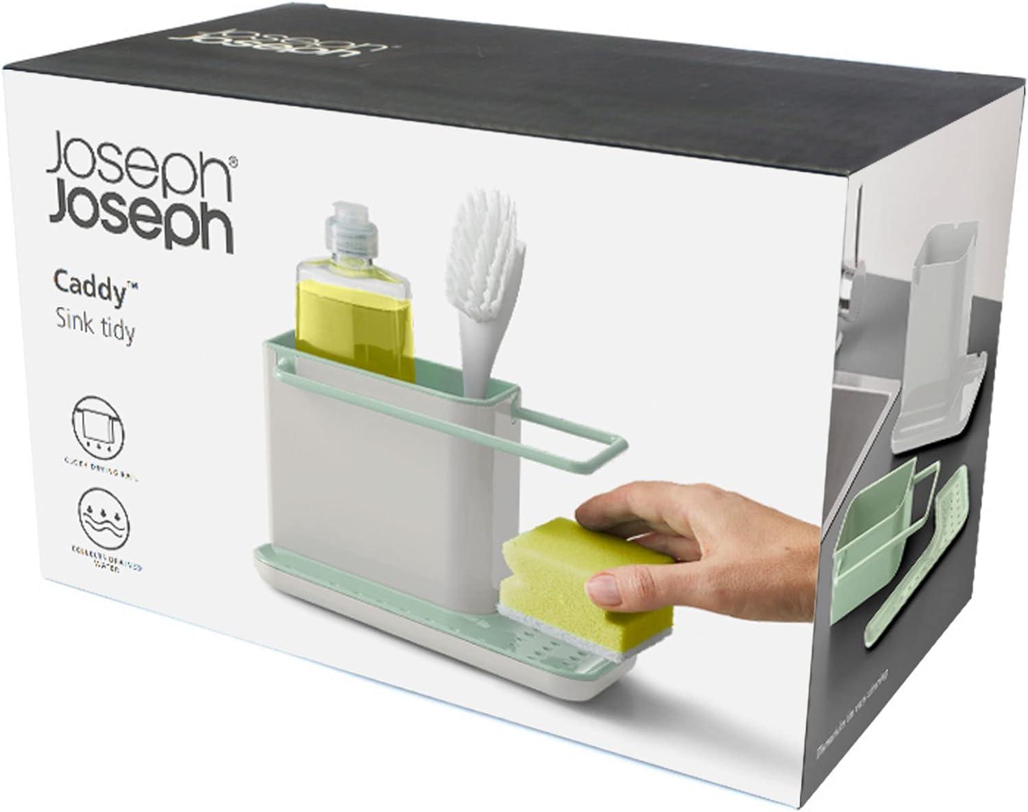 Light Stone and Sage Plastic Kitchen Sink Organizer Caddy